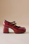 Charles & Keith Double Strap Mary Jane Heels In Brown