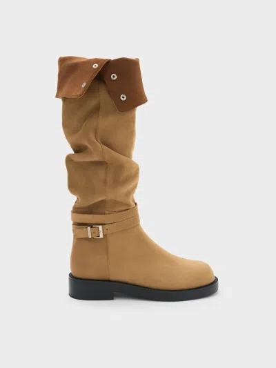 Charles & Keith - Eilis Faux Suede Thigh-high Boots In Brown