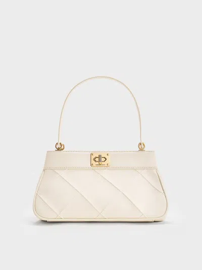 Charles & Keith Eleni Quilted Shoulder Bag In Neutral