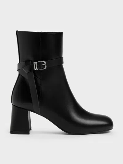 Charles & Keith - Eliza Block-heel Ankle Boots In Black