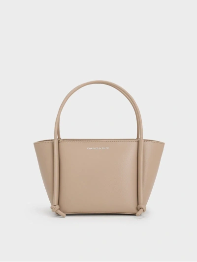 Charles & Keith Elora Elongated-handle Tote Bag In Taupe
