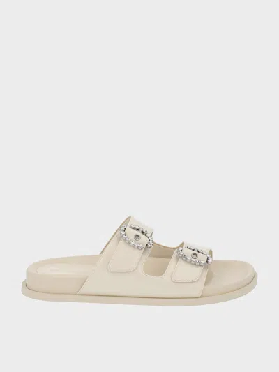 Charles & Keith Embellished Buckle Sandals In Chalk