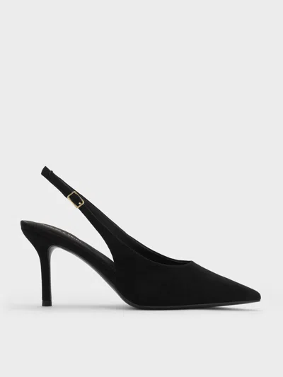 Charles & Keith - Emelia Faux Suede Slingback Pumps In Black