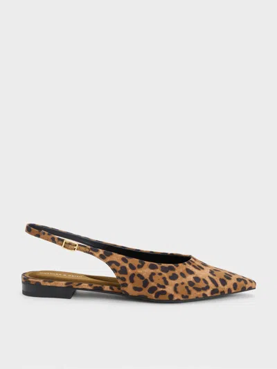 Charles & Keith - Emelia Leopard-print Slingback Flats In Animal Print