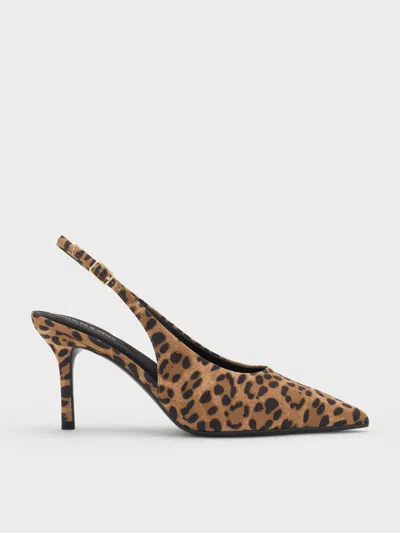 Charles & Keith - Emelia Leopard-print Slingback Pumps In Animal Print
