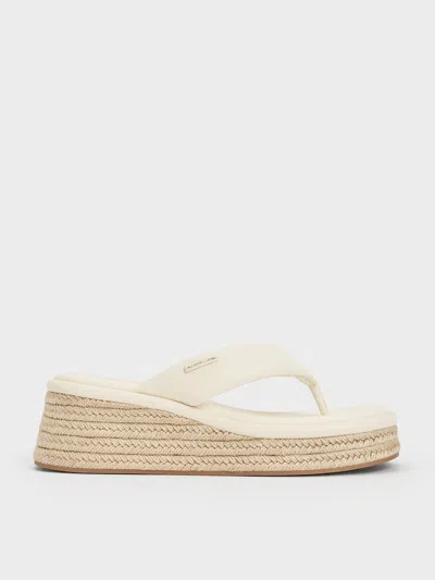 Charles & Keith Espadrille Thong Sandals In Cream