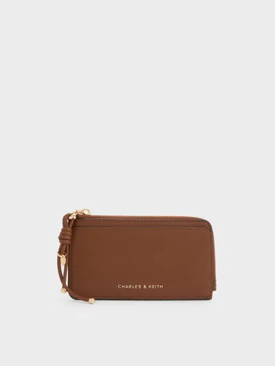 Charles & Keith - Everleigh Zip-around Card Holder In Brown