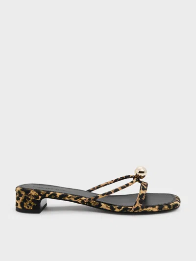 Charles & Keith - Georgie Leopard-print Metal-ball Heeled Mules In Multi