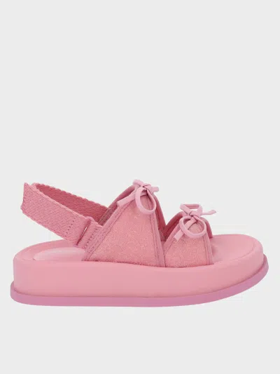 Charles & Keith Girls' Glittered Double Bow Sandals In Pink