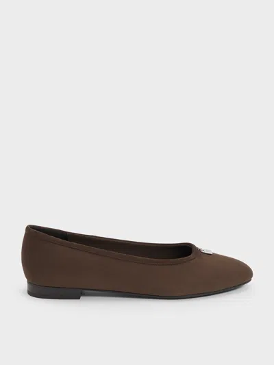 Charles & Keith - Griselda Faux Suede Ballet Flats In Brown