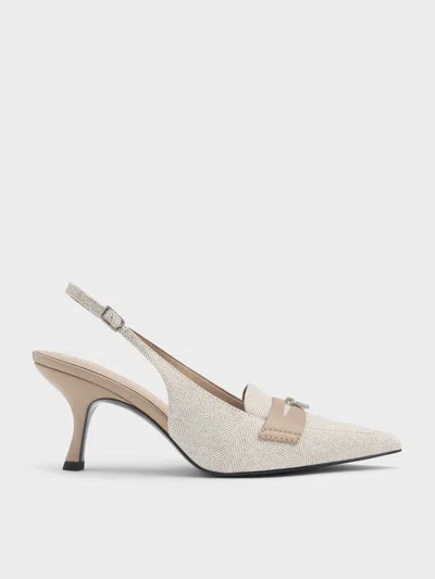 Charles & Keith - Griselda Two-tone Slingback Pumps In Light Grey