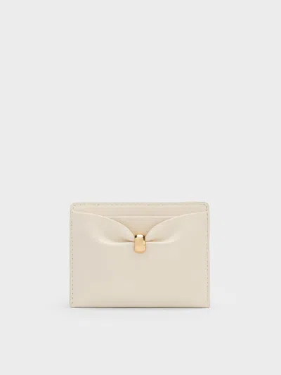 Charles & Keith - Halsey Ruched Card Holder In Cream
