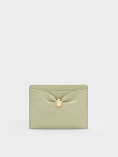 Charles & Keith - Halsey Ruched Card Holder In Pale Sage