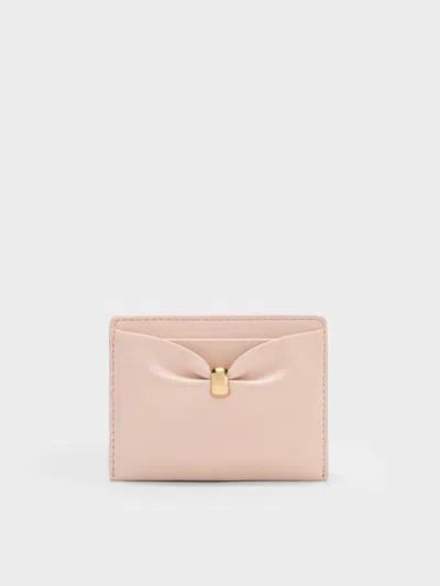 Charles & Keith - Halsey Ruched Card Holder In Soft Pink