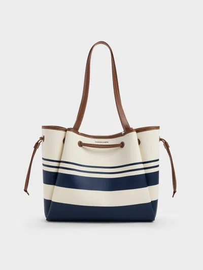 Charles & Keith - Hanya Canvas Striped Drawstring Tote Bag In Multi
