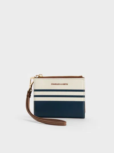 Charles & Keith - Hanya Canvas Striped Wristlet In Blue