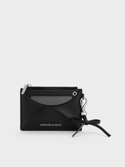 Charles & Keith - Hazel Bow Panelled Card Holder In Black