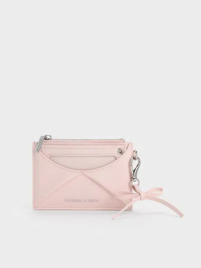 Charles & Keith - Hazel Bow Panelled Card Holder In Pink