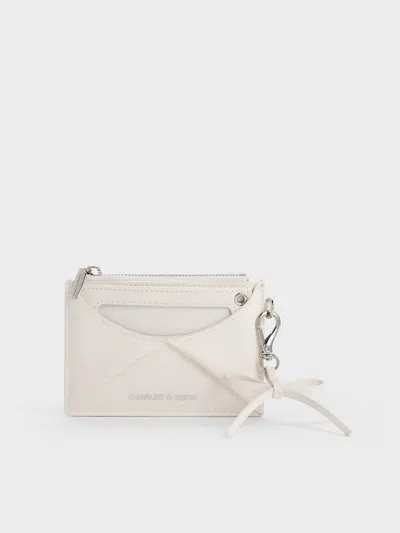 Charles & Keith - Hazel Bow Panelled Card Holder In White