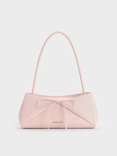 Charles & Keith - Hazel Bow Panelled Shoulder Bag In Pink