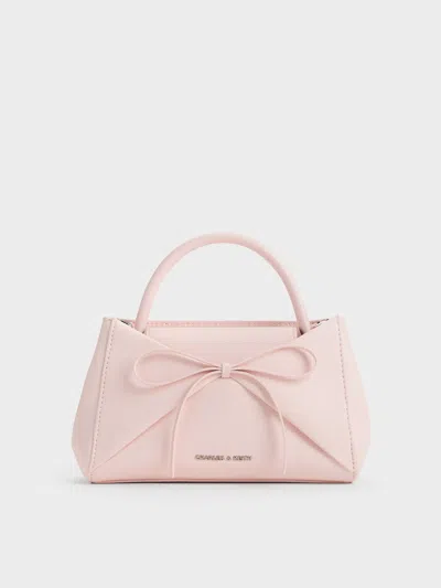 Charles & Keith - Hazel Bow Panelled Top Handle Bag In Pink