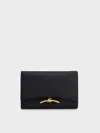CHARLES & KEITH HUXLEY METALLIC-ACCENT FRONT FLAP WALLET