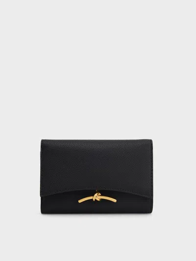 Charles & Keith Huxley Metallic-accent Front Flap Wallet In Pink