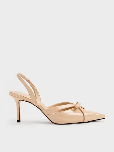 Charles & Keith - Kaleen Patent Slingback Stilettos In Brown