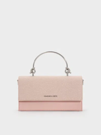 Charles & Keith - Kristine Glittered Wallet On Chain In Pink