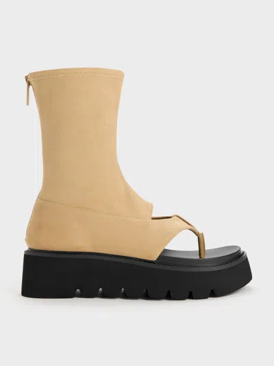 Charles & Keith - Laine Faux Suede Platform Boot Sandals
