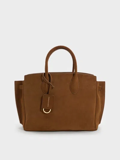 Charles & Keith - Large Ginevra Tote Bag In Pecan Brown