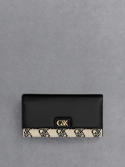 Charles & Keith Leather & Canvas Chain-strap Wallet In Multi