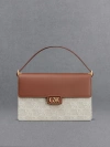 CHARLES & KEITH LEATHER & CANVAS TWO-TONE SHOULDER BAG