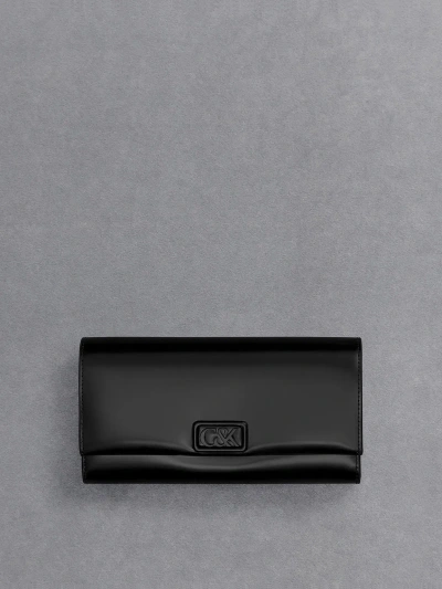 Charles & Keith Leather Chain-strap Wallet In Black