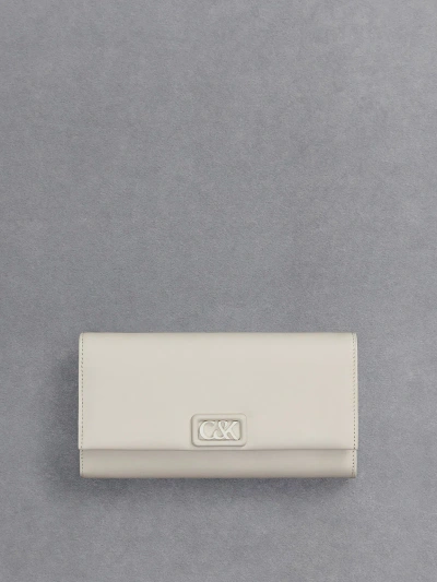 Charles & Keith Leather Chain-strap Wallet In White