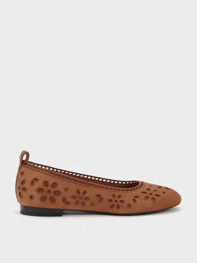 Charles & Keith - Leather Embroidered Ballet Flats In Multi