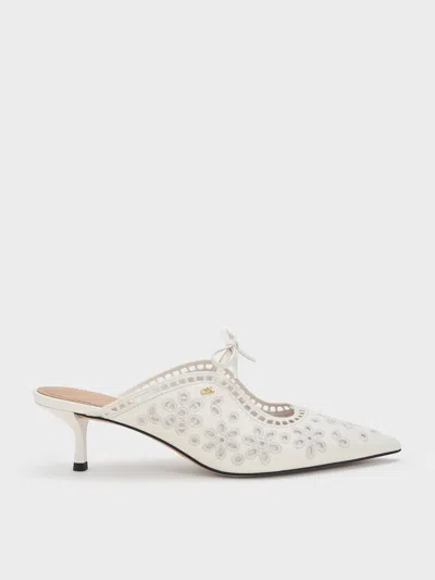 Charles & Keith - Leather Embroidered Heeled Mules In Multi