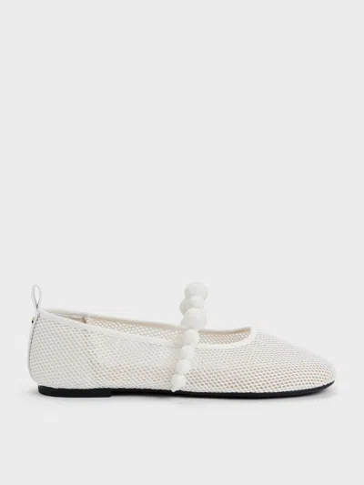 Charles & Keith - Leather Mesh Beaded Mary Jane Flats In Multi
