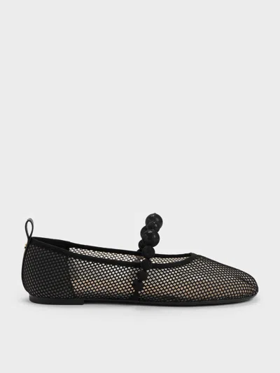 Charles & Keith - Leather Mesh Beaded Mary Jane Flats In Multi