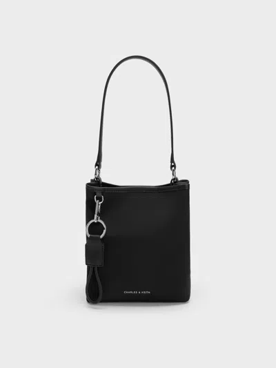 Charles & Keith - Levy Nylon Bucket Bag In Black