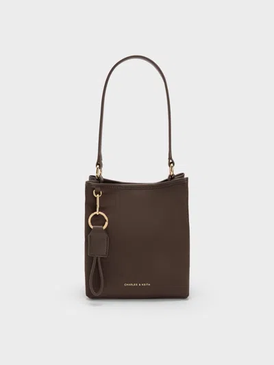 Charles & Keith - Levy Nylon Bucket Bag In Brown