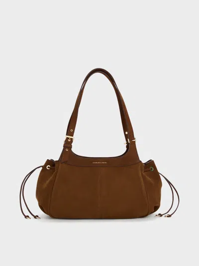 Charles & Keith - Lillith Drawstring Tote Bag In Pecan Brown