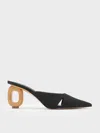 CHARLES & KEITH CHARLES & KEITH - LINEN CUT-OUT SCULPTURAL-HEEL MULES