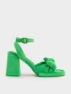 CHARLES & KEITH CHARLES & KEITH - LOEY TEXTURED BOW ANKLE-STRAP SANDALS