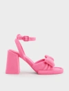 CHARLES & KEITH CHARLES & KEITH - LOEY TEXTURED BOW ANKLE-STRAP SANDALS