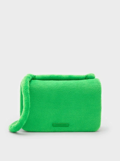 Charles & Keith Loey Textured Crossbody Bag In Green