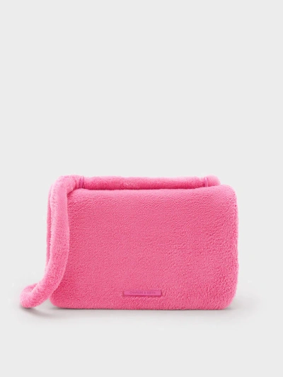 Charles & Keith Loey Textured Crossbody Bag In Pink