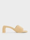 CHARLES & KEITH LOEY TEXTURED CURVED-HEEL MULES