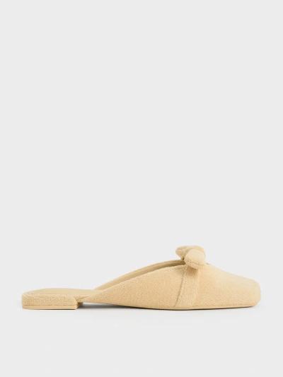 Charles & Keith Loey Textured Knotted Mules In Beige