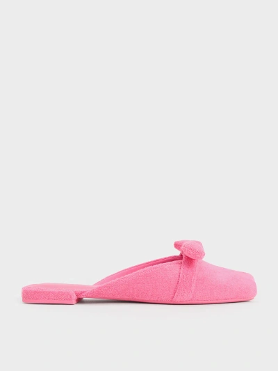Charles & Keith Loey Textured Knotted Mules In Pink
